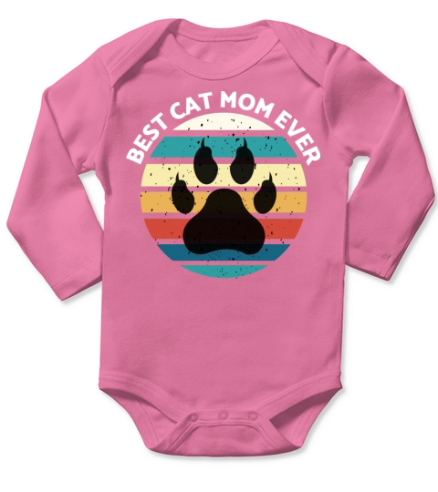 Best Cat Mom Ever - Cat Retro Vintage Long Sleeve Baby One-Piece