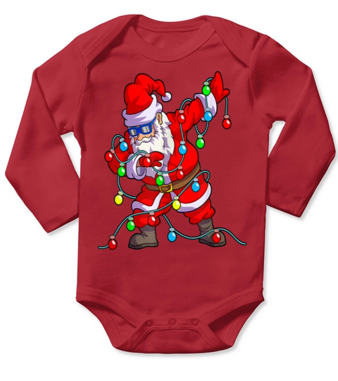 Christmas Lights Dabbing Santa Long Sleeve Baby One-Piece