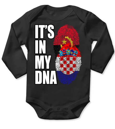 Croatian And Angolan Mix Heritage DNA Flag Long Sleeve Baby One-Piece