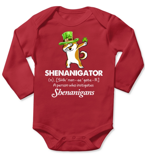 Dabbing Shiba Inu Shenanigator Definition Patricks Day Long Sleeve Baby One-Piece