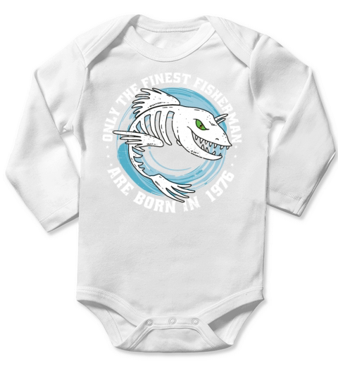 Fishermen Vintage born 1976 Birthday funny sayings Long Sleeve Baby One-Piece