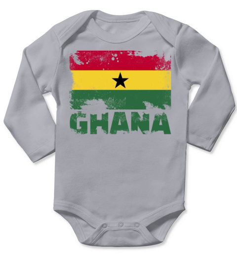 Ghana Flag Vintage Distressed African Grunge Trave Long Sleeve Baby One-Piece