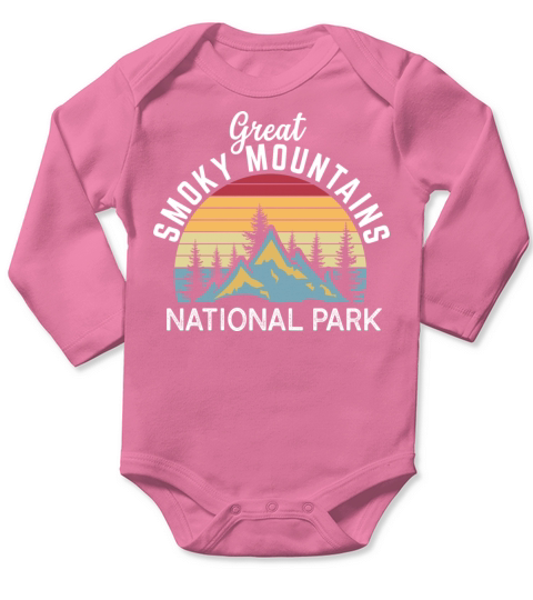 Great Smoky Mountains National Park Retro Vintage Long Sleeve Baby One-Piece