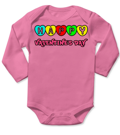 Happy Valentines Day Colorful Hearts Design Long Sleeve Baby One-Piece