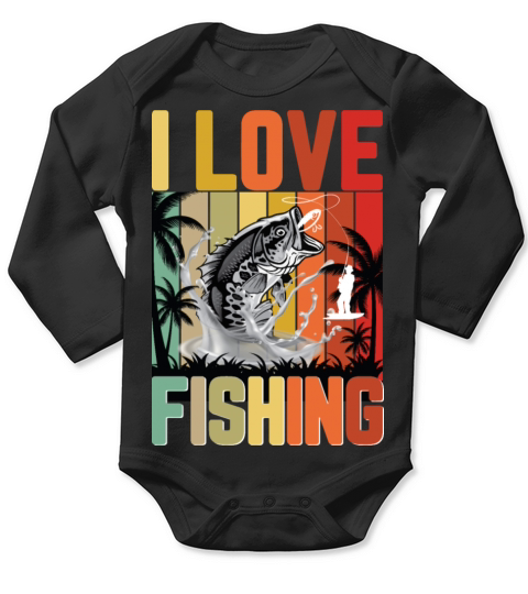 I love Fishing Long Sleeve Baby One-Piece