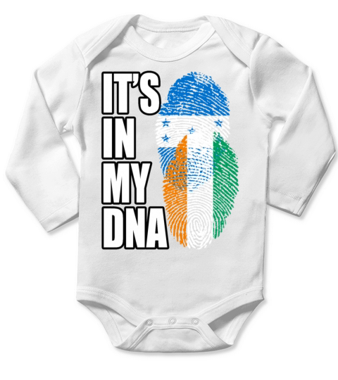 Ivorian And Honduran Mix Heritage DNA Flag Long Sleeve Baby One-Piece