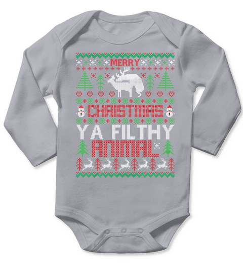 Merry Christmas Y A Filthy Animal Long Sleeve Baby One-Piece