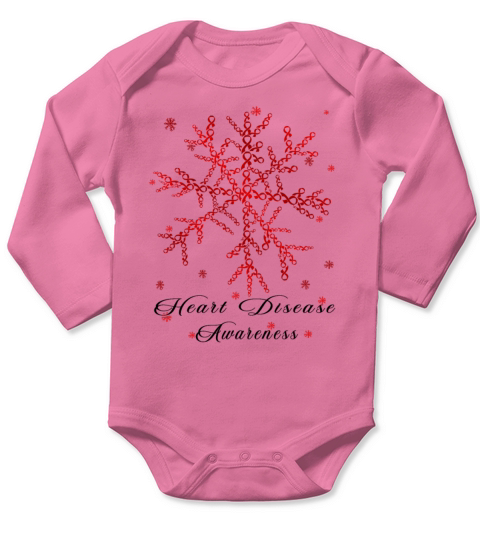 Red Ribbon Heart Disease Awareness Long Sleeve Baby One-Piece