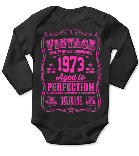 Vintage 1973 Aged to Perfection Pink Print Long Sleeve Baby One-Piece