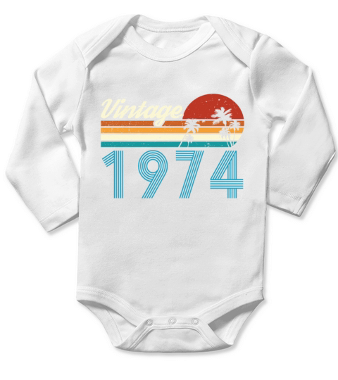 Vintage 1974 Vintage Birthday Retro Vintage Long Sleeve Baby One-Piece
