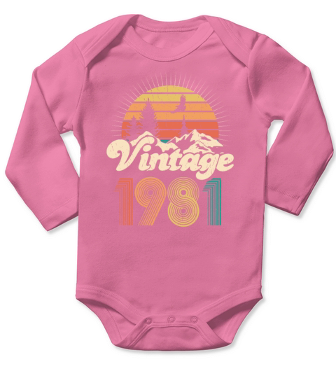 Vintage 1981 birthday gift men woman bday gifts Long Sleeve Baby One-Piece