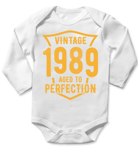 Vintage 1989 Aged To Perfection 34th Birthday Long Sleeve Baby One-Piece