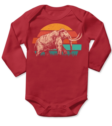 Vintage Mammoth Retro Long Sleeve Baby One-Piece