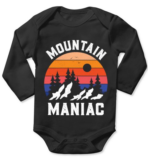 Vintage Sunset Mountain Maniac - Hiking Long Sleeve Baby One-Piece