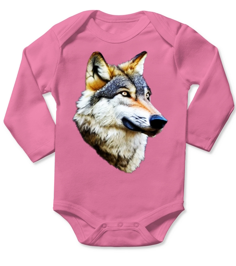 Wolf artwork design predator face imprint Long Sleeve Baby One-Piece