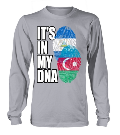 Azerbaijani And Nicaraguan Mix Heritage DNA Flag Long sleeved Unisex