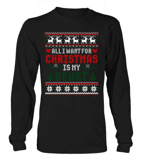 Beast And Beauty Couple Funny Christmas Ugly Sweat Long sleeved Unisex