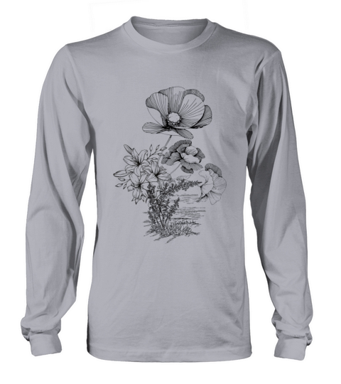Cottage core line art flower bouquet Long sleeved Unisex