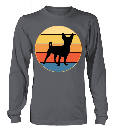 Cute Chihuahua Dog Breed Vintage Retro Sunset Long sleeved Unisex