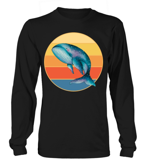 Cute Kawaii Whale Retro Sunset Vintage Ocean Long sleeved Unisex