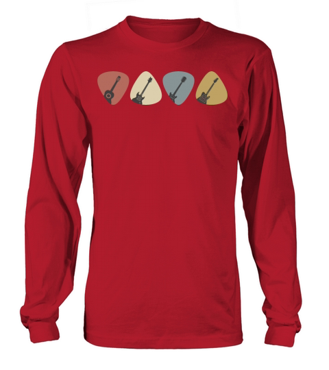 Guitar Pick Gift For Guitarist Retro Vintage Long sleeved Unisex