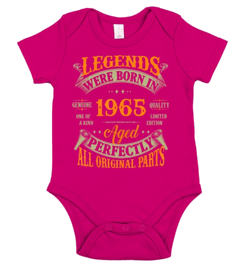 57th Birthday Vintage Legends Born In 1965 57 Year Short Sleeve Baby One-Piece
