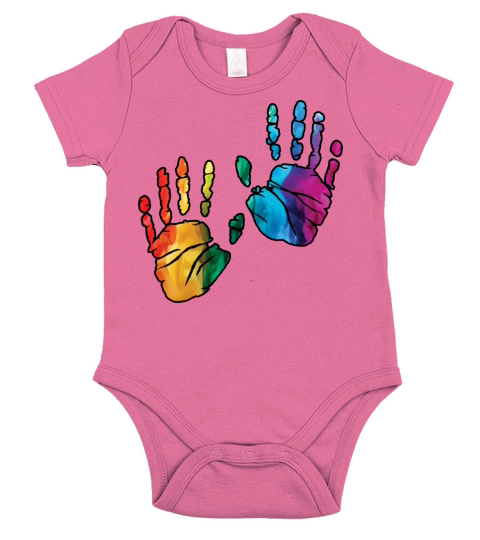 Colorful Rainbow Handprints With Smoke And Fog Short Sleeve Baby One-Piece