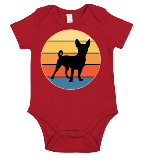 Cute Chihuahua Dog Breed Vintage Retro Sunset Short Sleeve Baby One-Piece