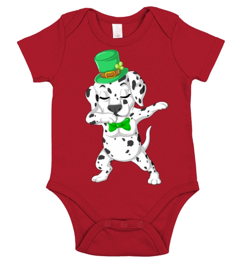dabbing dalmatian st patricks day Short Sleeve Baby One-Piece