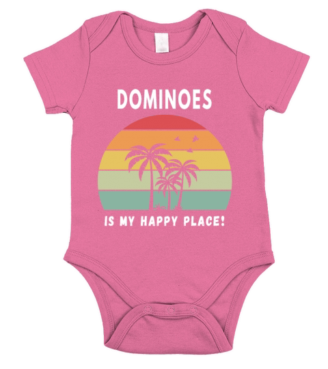 Dominoes Is My Happy Place Vintage Retro Sunset Short Sleeve Baby One-Piece
