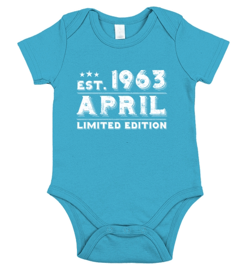 Est April 1963 - Birthday Present - Vintage Short Sleeve Baby One-Piece