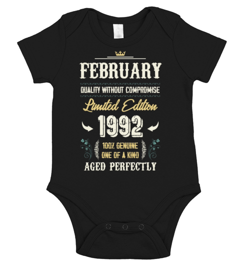 February 1992 Vintage Birthday Present Short Sleeve Baby One-Piece