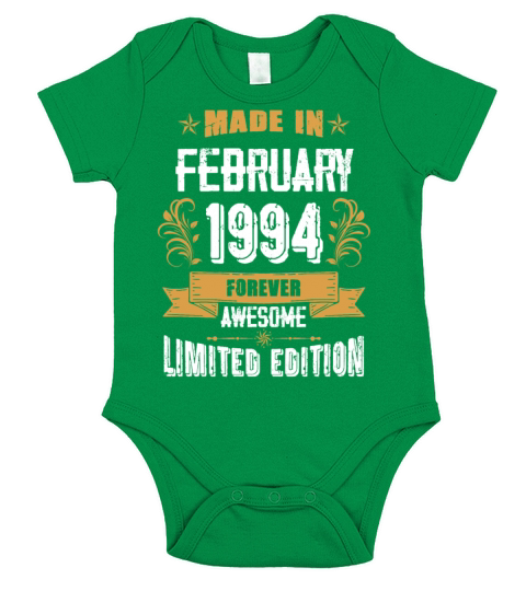 February 1994 Vintage Birthday Present Short Sleeve Baby One-Piece