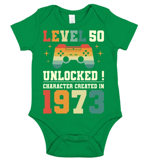 Geek Level 50 Unlocked 1973 50th Birthday Gamer Short Sleeve Baby One-Piece