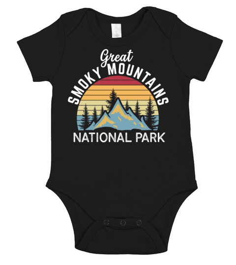 Great Smoky Mountains National Park Retro Vintage Short Sleeve Baby One-Piece