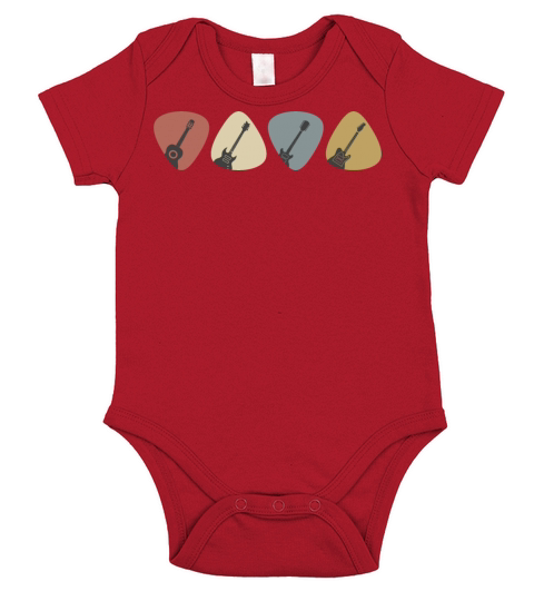 Guitar Pick Gift For Guitarist Retro Vintage Short Sleeve Baby One-Piece