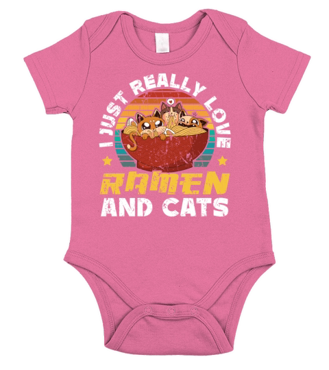 I Just Really Love Ramen And Cats Japanese Noodle Short Sleeve Baby One-Piece