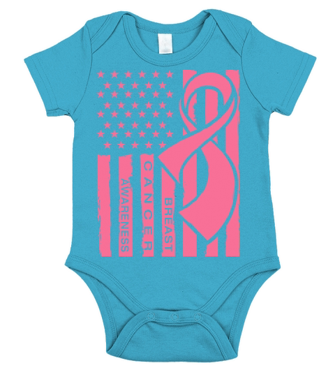 Pink ribbon american flag breast cancer awareness Short Sleeve Baby One-Piece