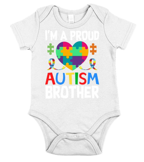 Proud Brother Autism Awareness Family Matching Short Sleeve Baby One-Piece
