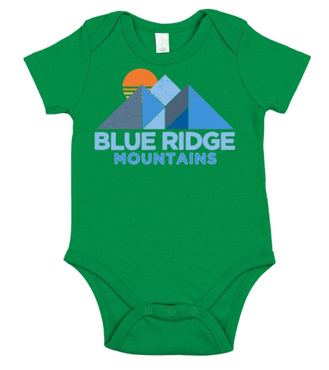 Retro Vintage Blue Ridge Mountains Distressed Short Sleeve Baby One-Piece