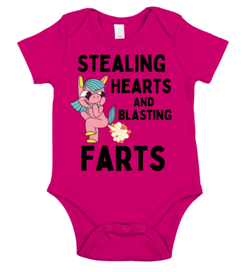 Stealing Hearts And Blasting Farts Kids Unicorn Short Sleeve Baby One-Piece