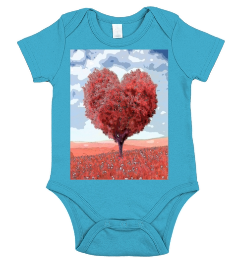 Valentines Day Heart Heart Shaped Tree397 Short Sleeve Baby One-Piece
