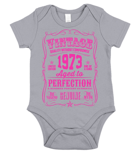 Vintage 1973 Aged to Perfection Pink Print Short Sleeve Baby One-Piece