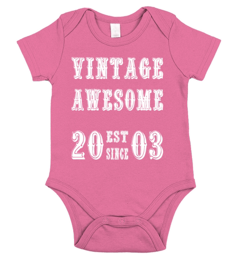 Vintage Awesome Est Since 2003 Birthday Short Sleeve Baby One-Piece
