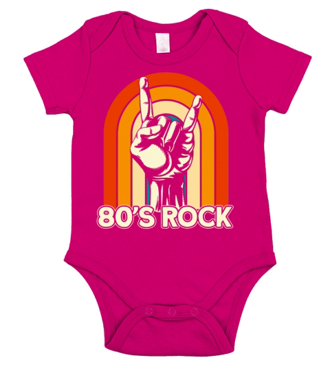 Vintage Retro 80s Rock French Fries Fork Short Sleeve Baby One-Piece