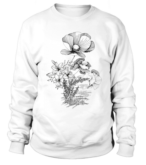 Cottage core line art flower bouquet Sweatshirt Unisex