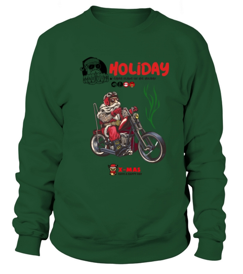 Santa driving a vintage motorcycle Merry Christmas Sweatshirt Unisex