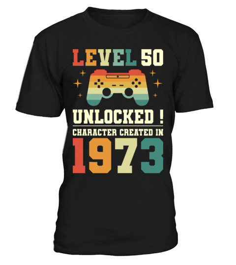 Geek Level 50 Unlocked 1973 50th Birthday Gamer T-Shirt Unisex