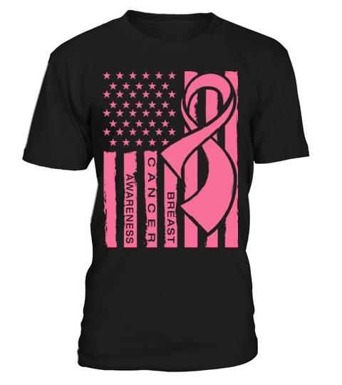 Pink ribbon american flag breast cancer awareness T-Shirt Unisex