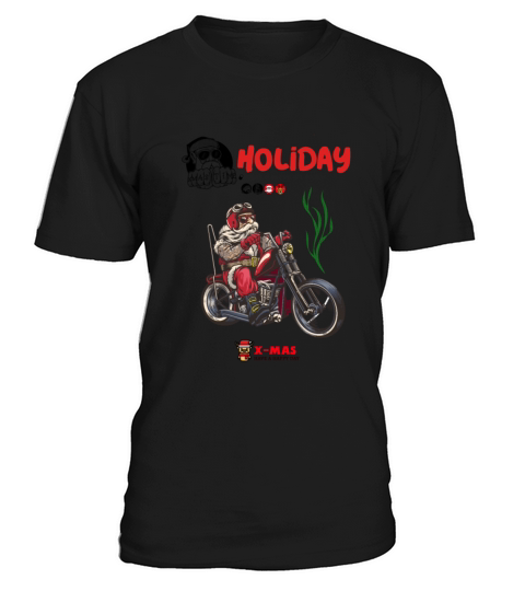Santa driving a vintage motorcycle Merry Christmas T-Shirt Unisex